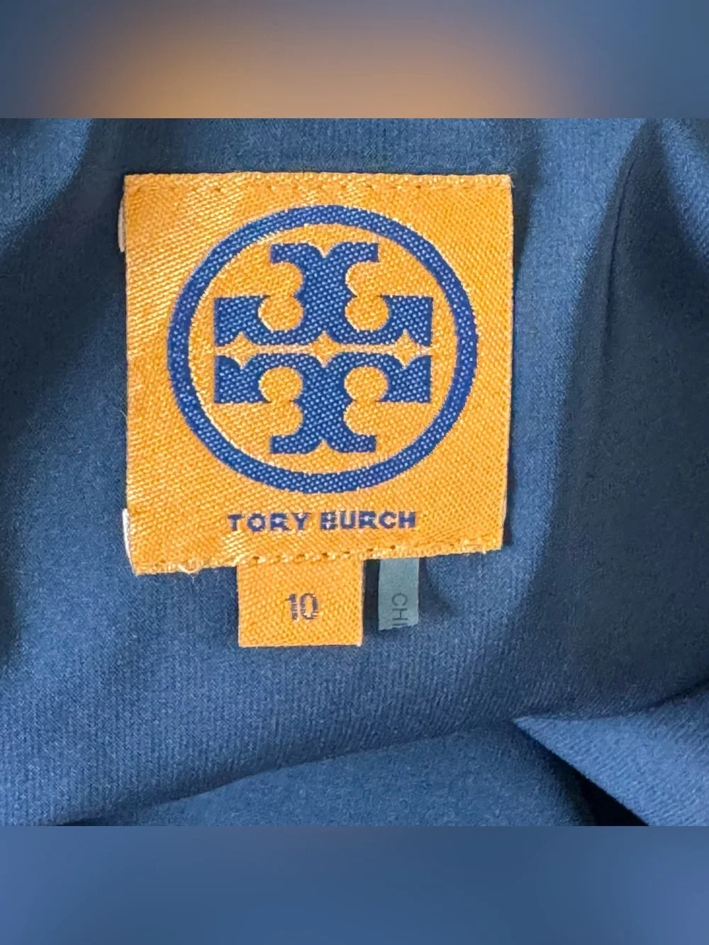 Tory Burch Short Sleeve Square Neck Blue Navy Cotton Sheath Dress Size 10